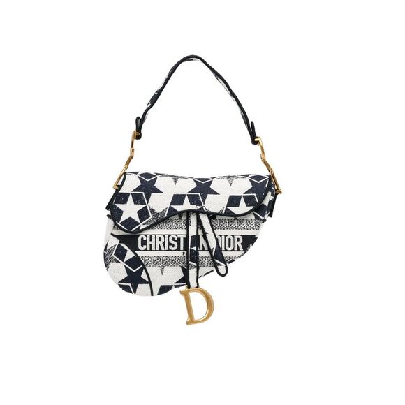 Dior Handbags - Pre Loved Dior Stars Embroidered Canvas Saddle Bag